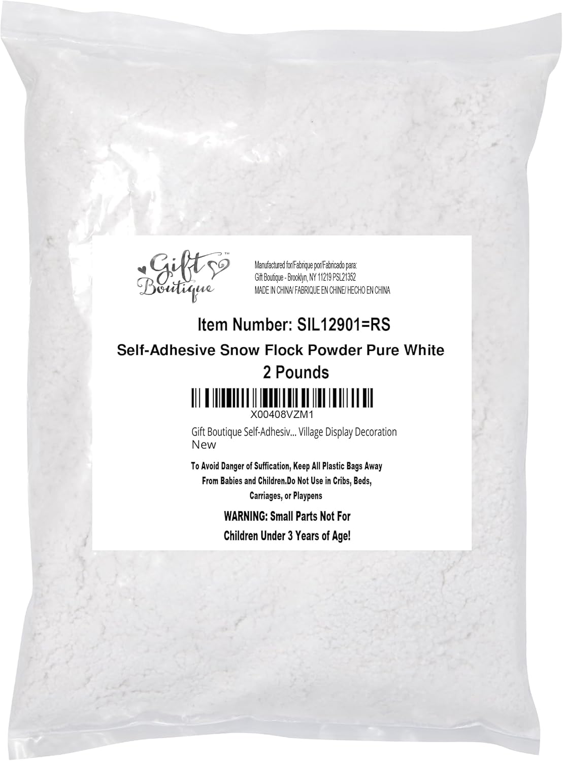 Artificial Snow - Gift Boutique Self-Adhesive Snow Flock Powder Pure White Fake Artificial Snow 2 Pounds for Holiday Artificial Trees, Real Christmas Trees, Wreaths, Crafts and Village Display Decoration