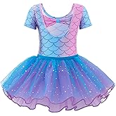 Zaclotre Girls Ballet Leotards Short Sleeve Bow Back Tutu Ballerina Costume Toddler Dance Dress Outfit Combo