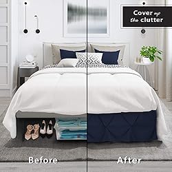 Nestl Navy Blue Bed Skirt Cal King Size, Pinch