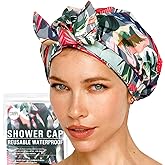 Reusable Shower Cap for Women Reusable Waterproof – Leakproof, Nonslip Hair Cap for Shower Flexiband – Soft, Breathable, Durable Christmas Shower Caps by SMPL OBJECTS (Tropical)