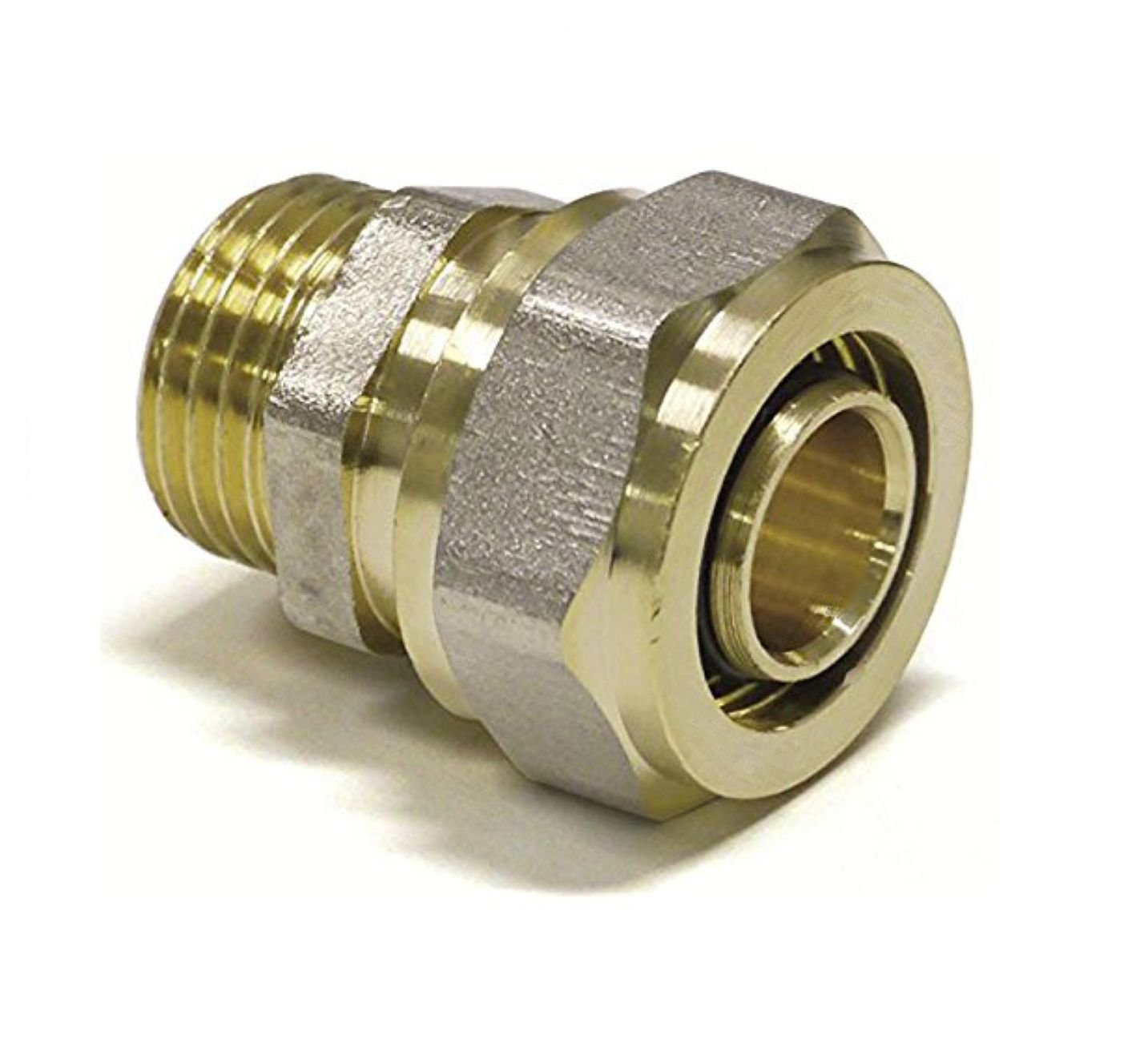 PSW TRADE SUPPLIERS LTD PEX Straight Connector, 16mm to 3/4 Inch Male Thread, Nickel Finished Brass