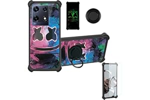 Aroepurt Case for INFINIX Note 30 Pro Case Compatible with INFINIX Note 30 Pro Phone Case Cover [with Tempered Glass Screen Protector][Hard PC + Soft Silicone][Ring Support] [Luminous Effect] YGH-BQ
