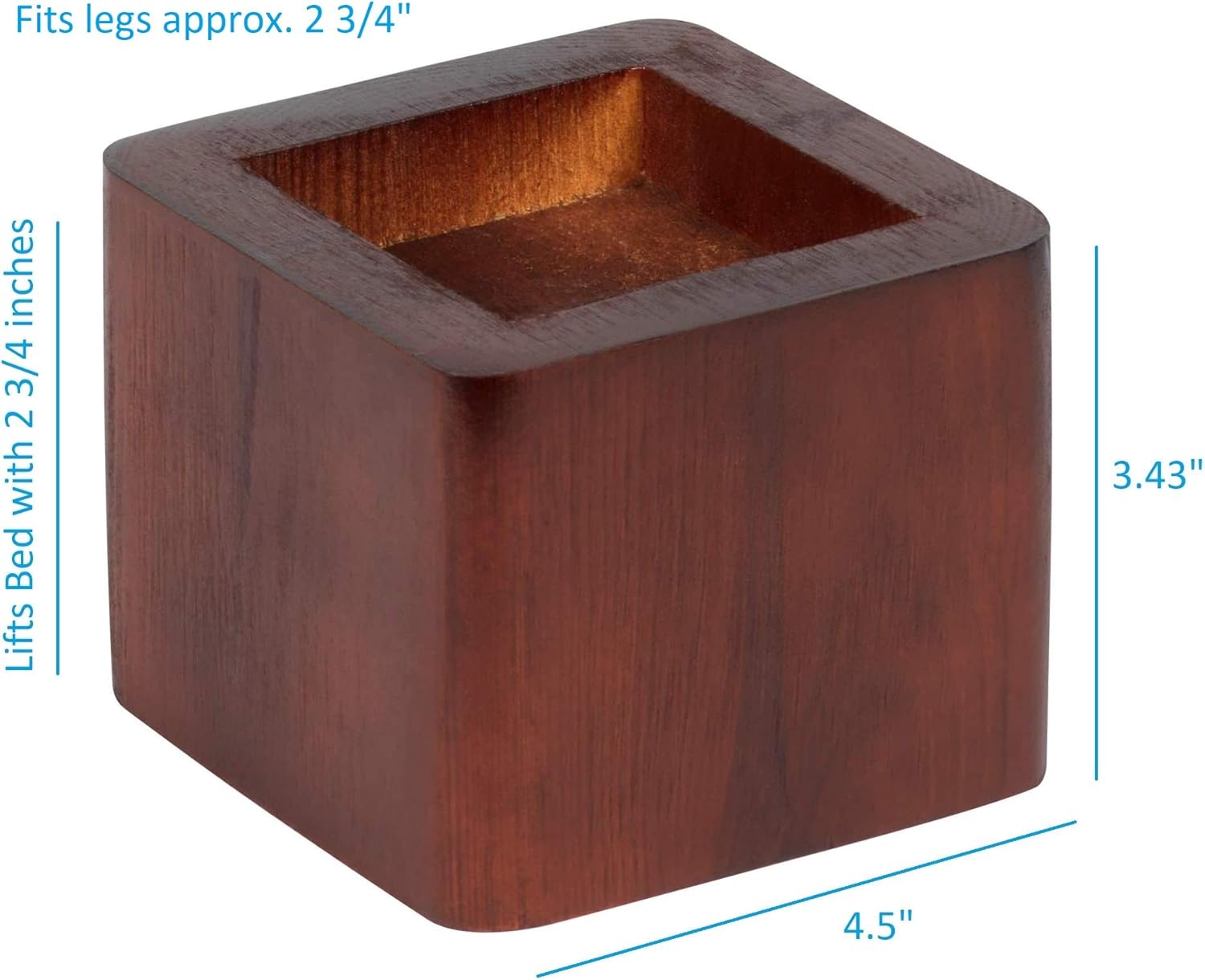 Richards Homewares Lifts 2.75 Inches Per Set, Adjustable Heavy-Duty Wooden Wood Bed Stackable Furniture Leg Riser Lifters, Mahogany (Pack of 4): Home & Kitchen
