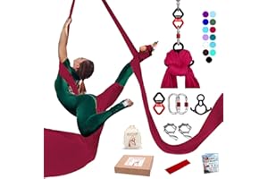 IONTACH Aerial Silks Yoga Swing Set Equipment - 11 Yards Aerial Yoga Hammock kit, Low-stretch fabrics for Beginner Dance, Full Accessories