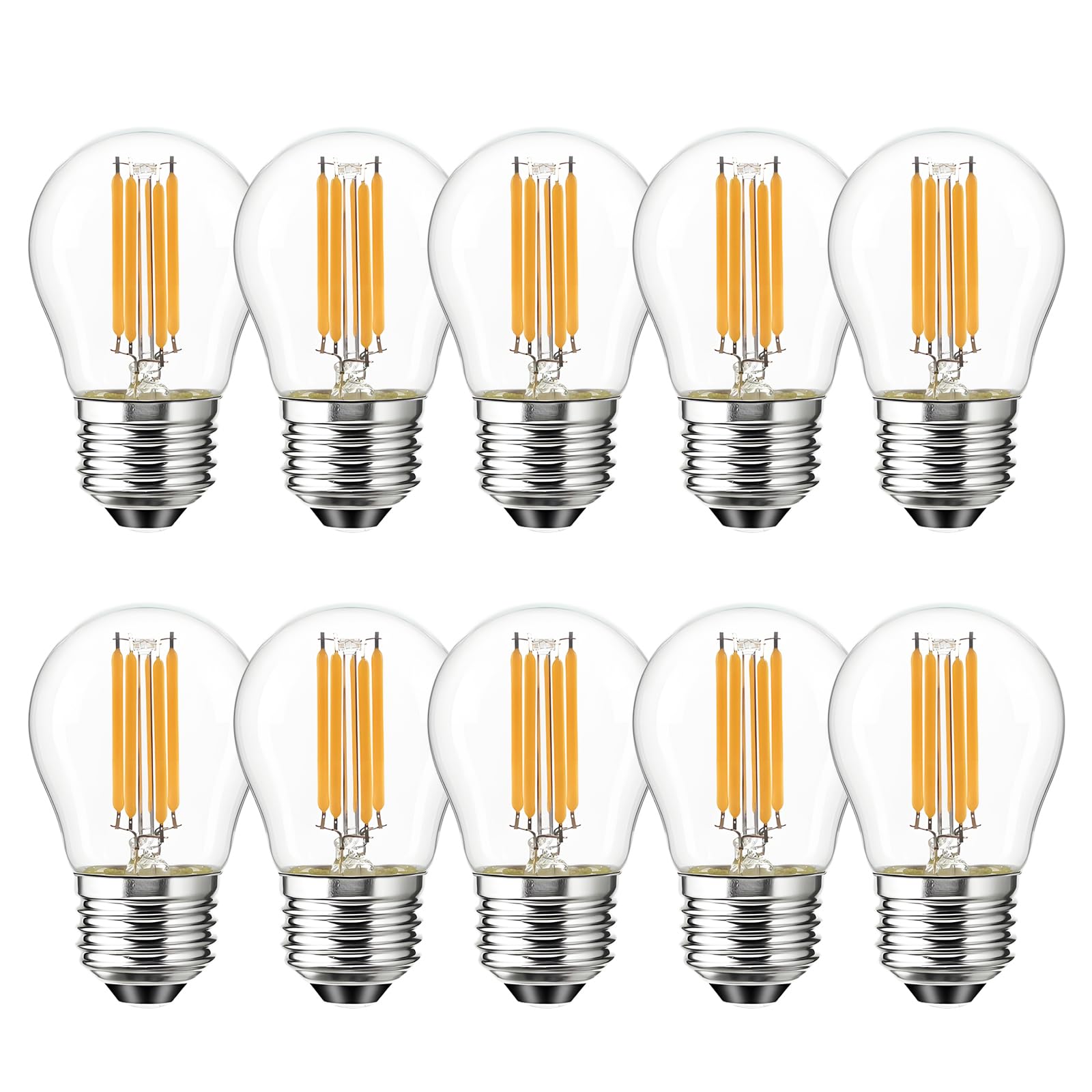 10-Pack E27 LED Golf Ball Bulb 4W, 40W Equivalent, G45, 2700K(Warm White), Non-Dimmable,LED Light Bulb, Energy Saving Light Bulbs