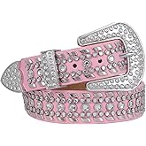 SUOSDEY Kids Rhinestone Belt for Girls Boys,Western Cowgirl Cowboy Studded Leather Belt for Child