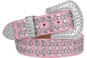 SUOSDEY Kids Rhinestone Belt for Girls Boys,Western Cowgirl Cowboy Studded Leather Belt for Child