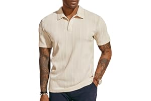 PJ PAUL JONES Mens Textured Knit Polo Shirts Regular Fit Stretchy Golf Shirts