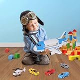 Shayson Transport Cargo Airplane Toy Play Set with 4 Cars and 1 Helicopter view 5