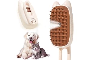 belieonu Cat Brush Cat Steam Brush Rechargeable Steamy Pet Grooming For Shedding, Water Spray Massage Brushs, Dog Hair Removal Self Cleaning Brushs Steamer Wet Spa Comb (Beige)