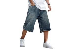 GINGTTO Mens Baggy Jean Shorts Loose Fit Long Denim Shorts Below Knee 15 Inch Inseam