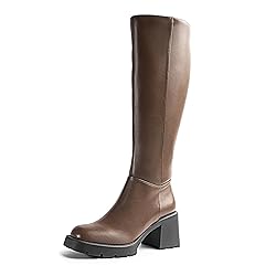 Cusolemore Women Platform Brown Knee High Boots