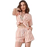 NAP BOUND 100% Cotton Pajamas for Women Sets 2 Pieces Pjs Button short sleeves with Pockets Soft Sleepwear Loungewear XS-XXL