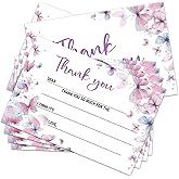 Zgogy 20 PCS Butterfly Thank You Cards with 20 Envelopes, Thank You Notes Fill in the Blank Thank You Cards for Kids, Colorful Thanks Cards for Birthday Party -03