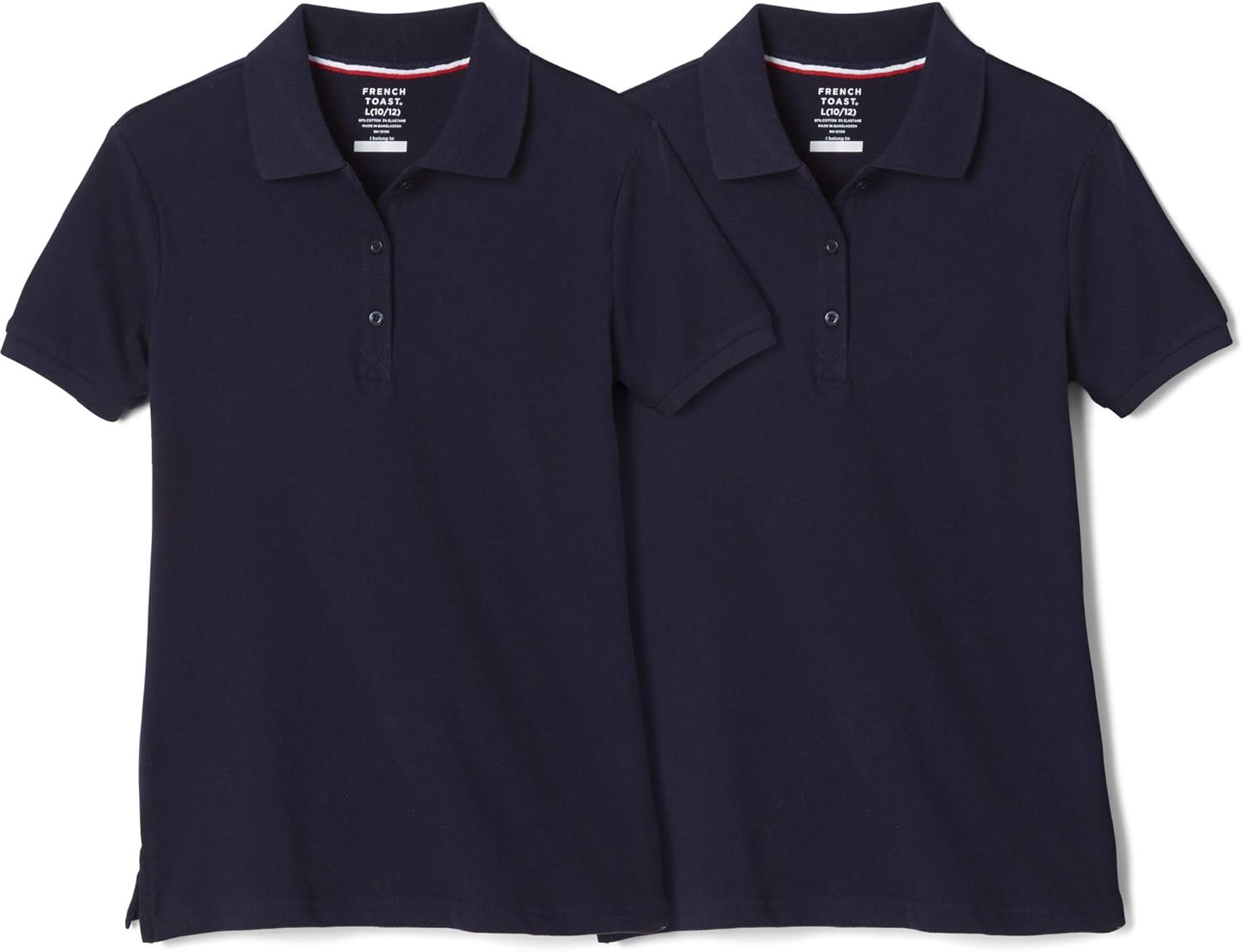 French Toast Girls' Short Sleeve Stretch Pique Polo-2 Pack: Clothing