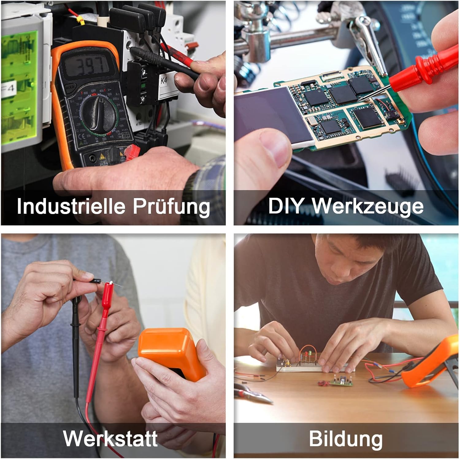 Digital Multimeter Voltmeter Batterietester Spannungsprüfer Durchgangsprüfer Ohm Volt Ampere Messgerät AC/DC Spannung Strom Widerstand Diode Transistor, Großes LCD Anzeige und Hintergrundlicht 6