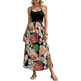 EWFKJ Women's Floral Maxi Dress Spaghetti Strap Empire Waist Boho Side Slit Flowy Summer Beach Vacation Dress 2026