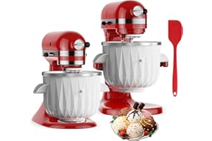 Ice Cream Attachment for Kitchenaid - 2 Quart Frozen Ice Cream & Sorbet Gelato Maker for Kitchenaid Ice Cream Maker Attachment Compatible 4.5 Qt and Larger Stand Mixers with Silicone Spatula by Cofun