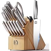 KnifeSaga Knife Set, Premium Knife Block Set for Kitchen 14 Pcs UltraSharp Japanese High Carbon Stainless Steel with Block and Built-in Sharpener, Kitchen Knives Set with Non-serrated Steak Knives