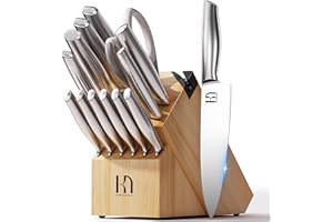KnifeSaga Knife Set, Premium Knife Block Set for Kitchen 14 Pcs UltraSharp Japanese High Carbon Stainless Steel with Block an