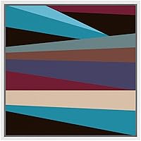 SIGNWIN Framed Canvas Wall Art Black, Blue, Red, Purple, Brown Color Blocks and Lines Geometric Shapes Illustrations Minimalism Modern Fun for Living Room, Bedroom, Office - 16x16 inches