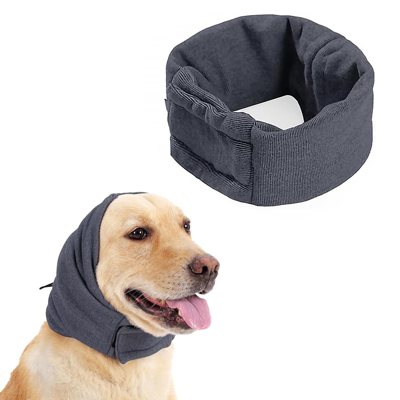 MADGININE Dog Ear Snood Ear Protectors for Dogs - Adjustable, Warm, Comfortable & Fashionable - Grey, Medium