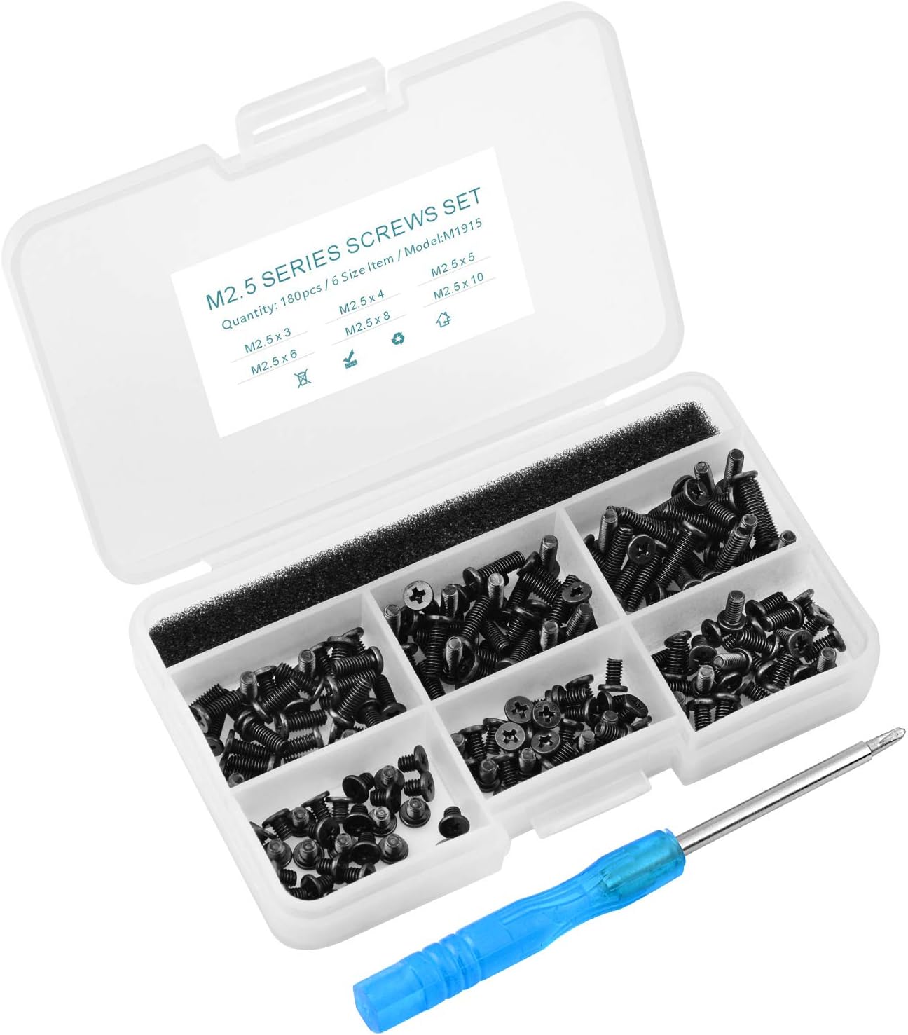 180pcs M2.5 Series Laptop Screws Notebook Computer Screw Kit Set for