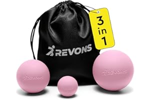 REVONS 3 in 1 Massage Ball Set - Lacrosse Balls for Myofascial Release, Back Pain Relief, Face Fitness, Trigger Points, Yoga, Physical Therapy, Muscle Recovery and Soft Deep Tissue Massage (Pink)