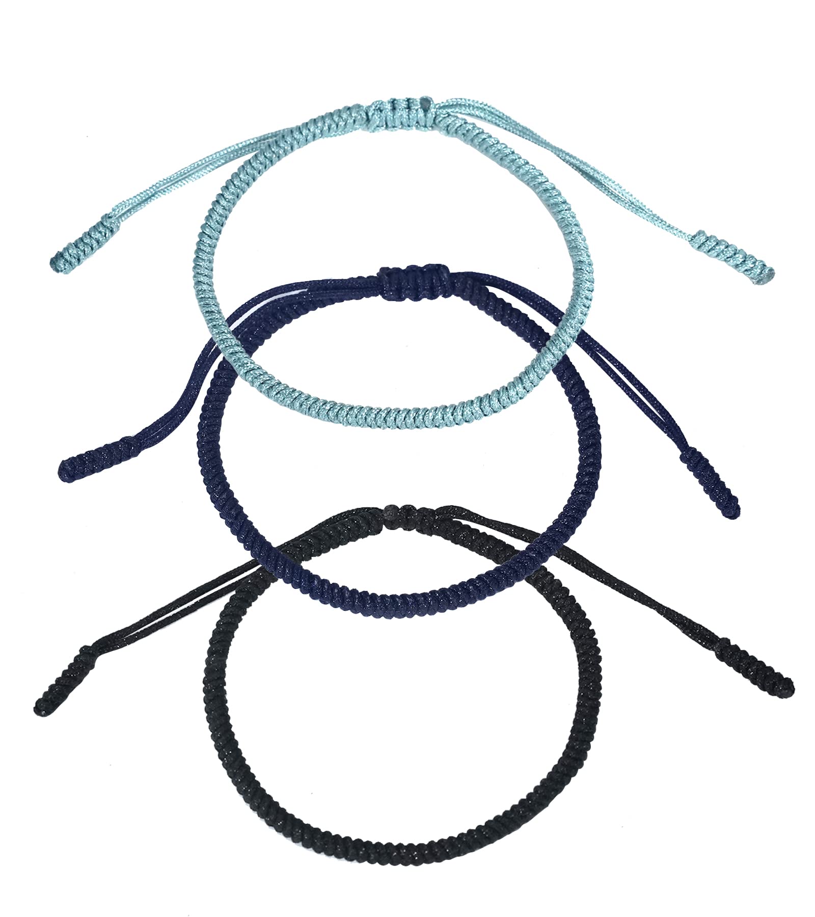 RIMOBUL 3PCS Handmade Tibetan Buddhist Lucky Bracelet Red Rope Bracelet Red Color Bracelets Matching Bracelets (Lucky)