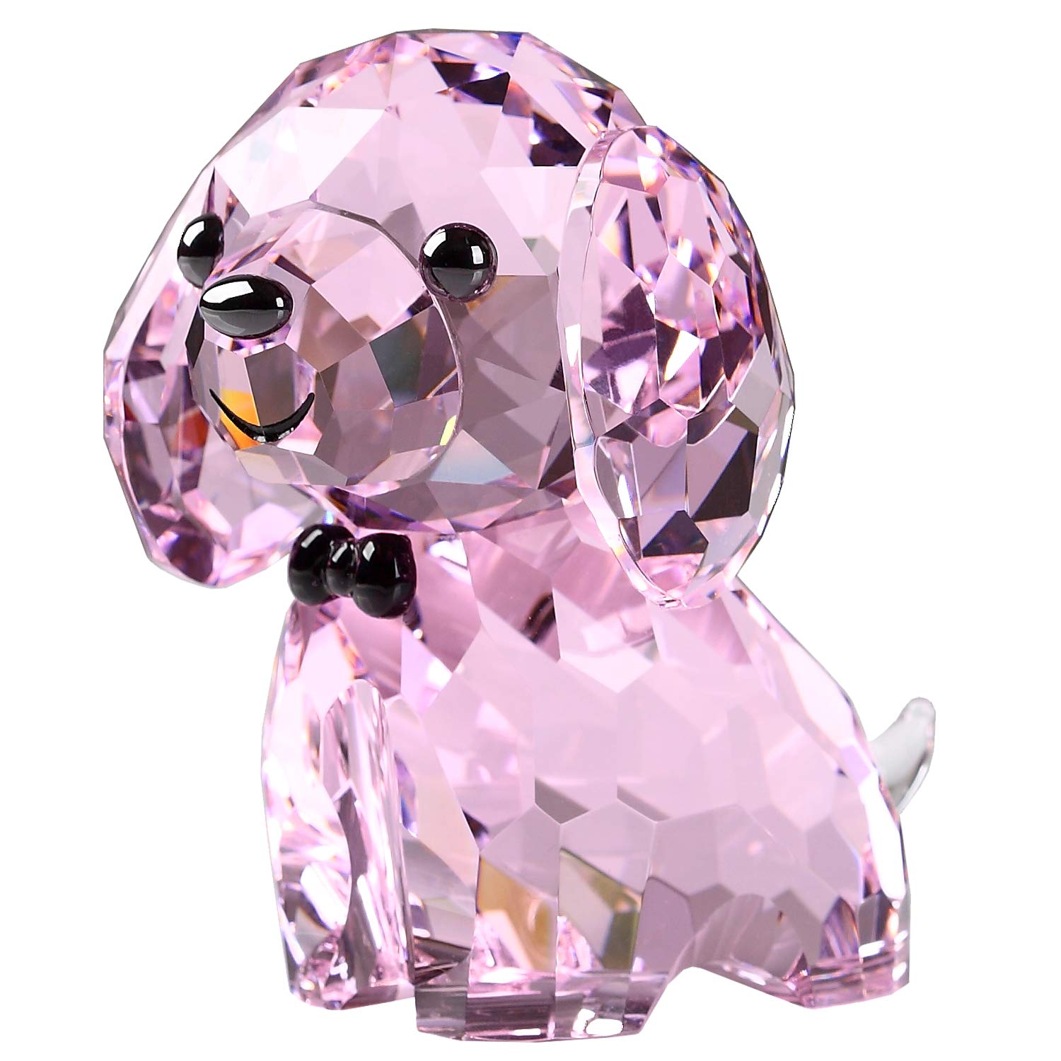 DOJOZ Crystal Puppy Cute Dog Lovely Desktop Statue Small Ornaments Home Decoration (Pink) — image 1