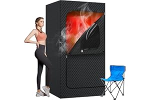 SMUG Sauna Box, Portable Home Sauna with 1200W Steamer Machine, 9 Levels Remote Control, Folding Chair, Upgraded Full Body Steam Sauna Tent for Home Indoor Outdoor Spa Relaxation(2.95' x 2.95' x 5.9')