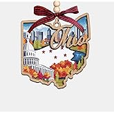 Moonlit93 Ohio State Christmas Wooden Ornament - 2-Layer Laser-Cut Wooden Keepsake - Rustic Holiday Decor & Ideal Travel Gift for Women Men Family & Friends - Ohio Locals Gift