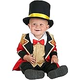 Dapper Ringmaster Costume for Infants, Red Circus Showman Jumpsuit with Hat Halloween Outfit