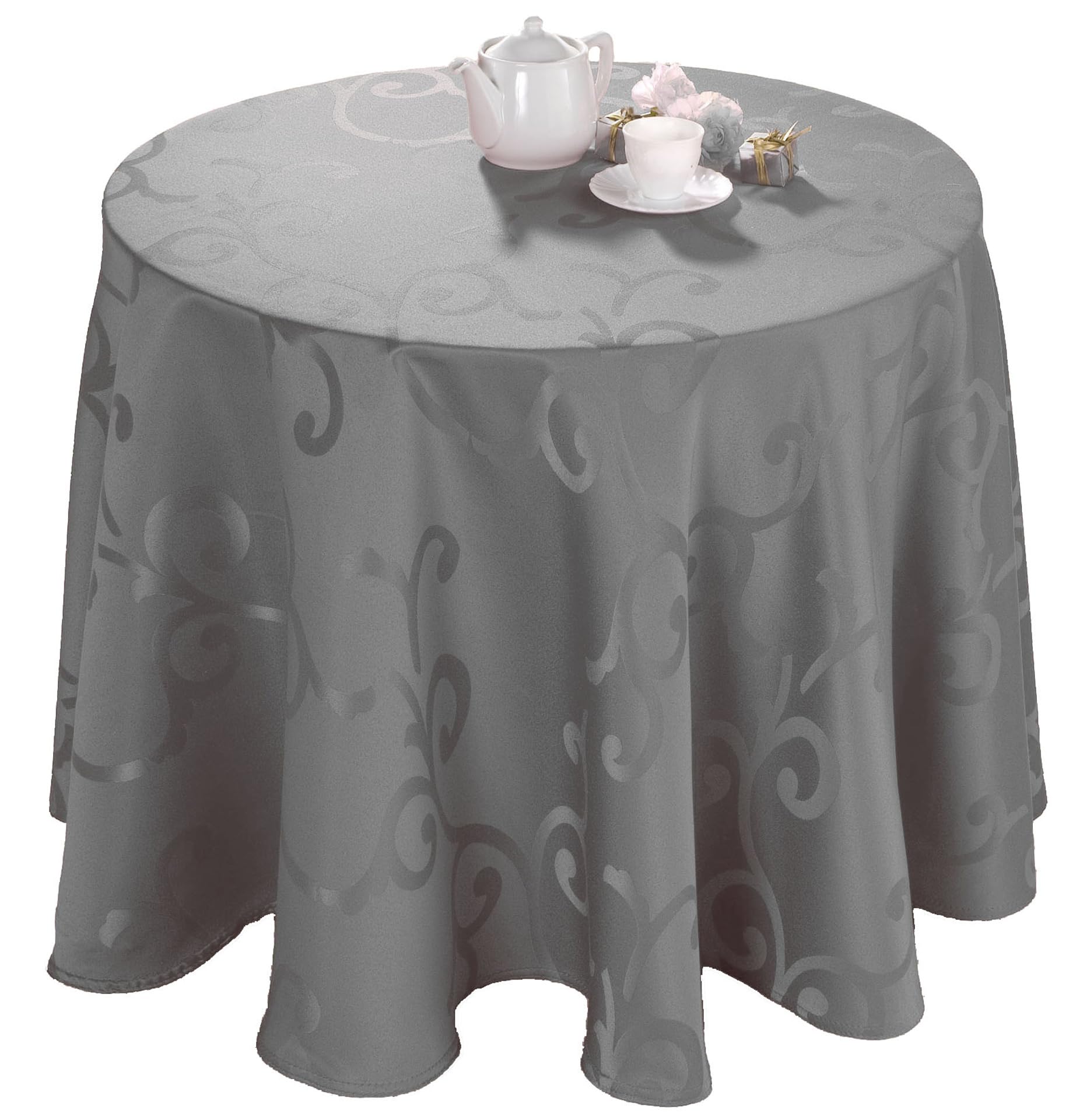 CALITEX Festive Grey Oval Tablecloth 170 x 240 cm