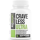 Crave Less Ultra - Supports GLP-1 Pathway Function - Weight Loss Pills/Appetite Suppressnt + Fat Burner for Women & Men | Increase Energy - 3rd Party Tested Formula - 60 Capsules for Adults