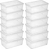 novelinks 12 Pack 6QT Plastic Storage Bins with Lids, Shoe Bins | Shoe Boxes Clear Plastic Stackable, Shoe Containers, Clear Shoe Storage Boxes, Craft Organizers and Storage
