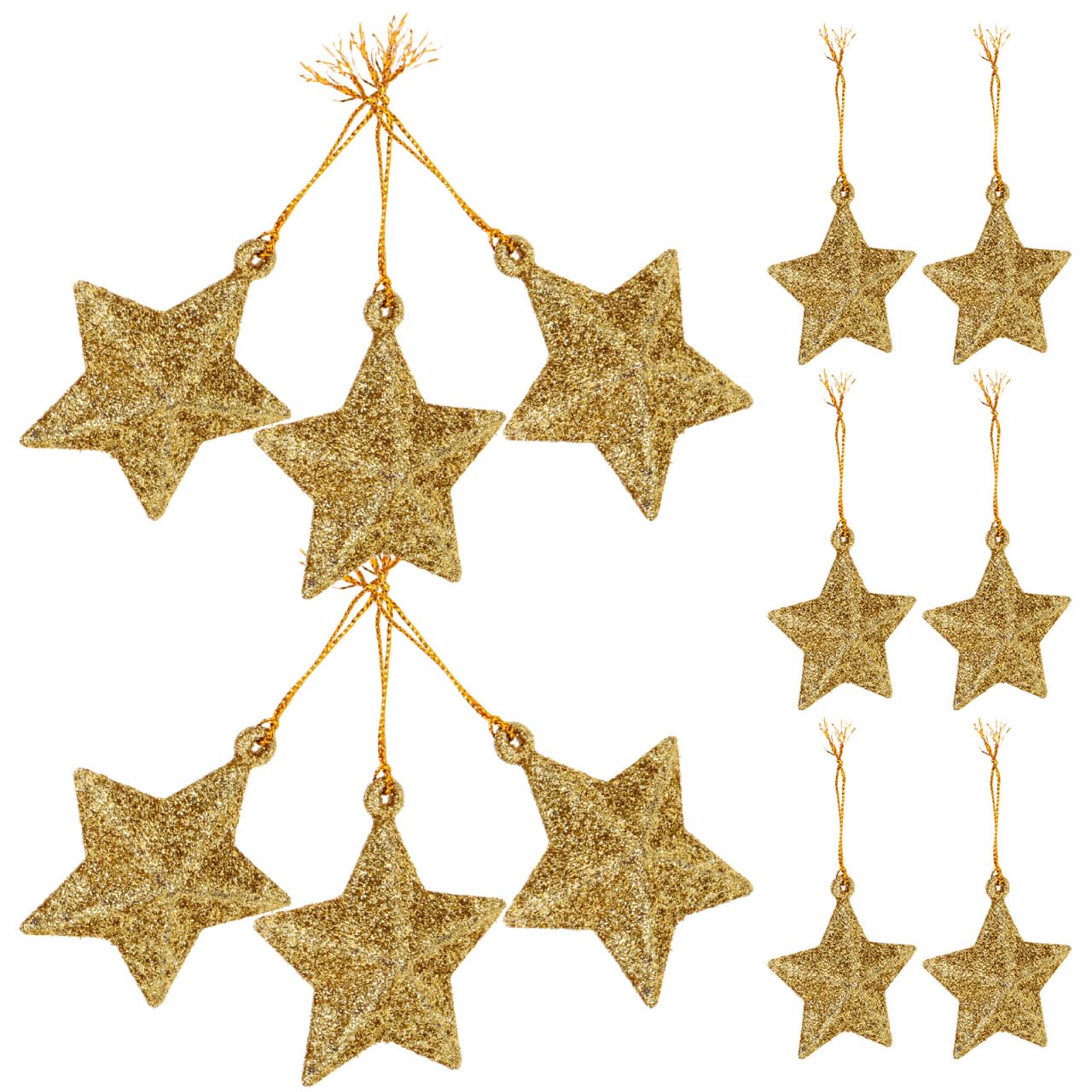 CLISPEED 24pcs Mini Glitter Star Hanging Xmas Tree Star-shaped Pendants Christmas Tree Ornament Decoration Golden