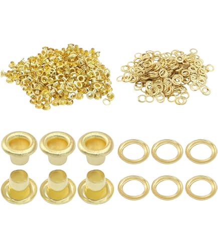 JIYIN Lot De 200 œillets Métal Bronze 5 Mm – Kit œillets Et Rondelles En Cuivre Pour Bâche, Cuir, Tissu, Bricolage