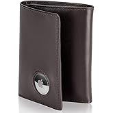 Stealth Mode Men's Leather Trifold Wallet with Airtag Holder and RFID Blocking (Coffee)