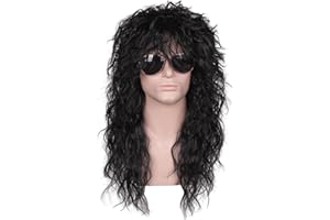 80s Men's Long Curly Wig, Punk Heavy Metal Rock Wig, Role Playing Wig Suitable for Halloween, Daily Clothing, Cosplay, Partie