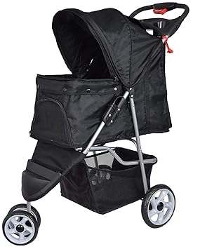 Pets EmpireThree Wheel Pet Stroller, for Cat, Dog and More, Fordable Carrier Strolling Cart (Color May Vary)