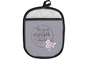 MBMSO Floral Christianity Gifts Inspirational Bible Verse Oven Mitts The Lord is My Strength and My Shield Psalm 28:7 Hot Pad