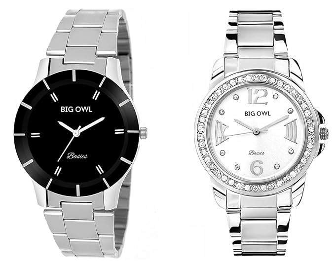 Bigowl Wrist Watch Couple Combo for Men and Women