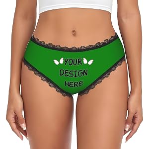 Custom Underwear for Women - Personalized Design Sexy Lace Panties with Photo Text Logo Funny Customized Gift Lady Briefs