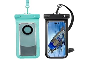 2 Pack Waterproof Phone Pouch Dry Bag with Lanyard - Universal IPX8 Waterproof Phone Case Compatible for iPhone (Black+Teal)