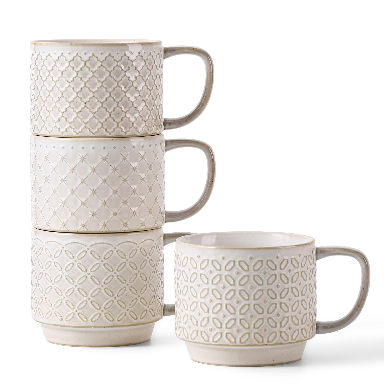 Photo 1 of (SEE NOTES BEFORE BIDDING) DOWAN 12oz Coffee Mugs Set of 4, Ceramic Coffee Mugs, Mugs Features A Relief Kiln-Change Technique, Microwave Safe, Thick-Walled Design for Heat Retention, Office and Home Use