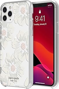 Kate Spade New York Protective Hardshell Case (1-PC Comold) for iPhone 11 Pro - Hollyhock Floral Clear/Cream with Stones, Hollyhock Floral Crystal Gems (KSIPH-130-HHCCS)