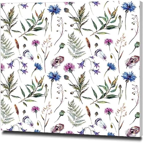 Amazon 手描き水彩ワイルドフラワーイラスト インテリア アートポスター 絵画 ポスター おしゃれ インテリア 模様替え リビング 内装 壁の絵 Arts モダン 木枠セット 40x40cm アートフレーム ポスター オンライン通販