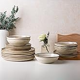 AmorArc Ceramic Dinnerware Sets,Handmade Reactive Glaze Stoneware Plates and Bowls Sets,Highly Scratch Resistant | Dishwasher & Microwave Safe Dishes Set,Service for 8 (24pc)