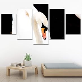 SIGNWIN 5 Panel Canvas Wall Art Swan Lake...